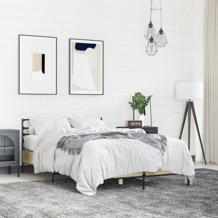 Sängynrunko Sonoma tammi 140x200 cm tekninen puu ja metalli