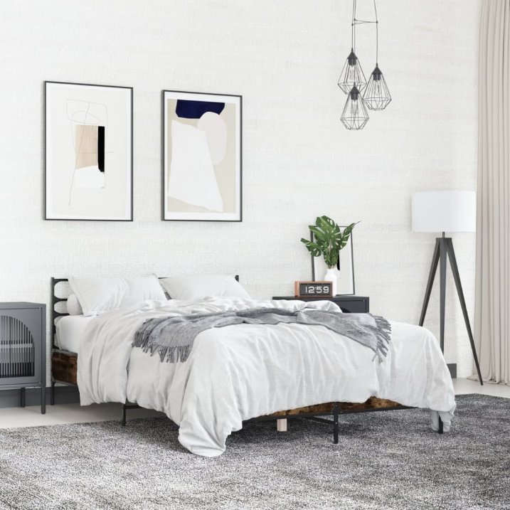 Sängynrunko savutammi 140x190 cm tekninen puu ja metalli