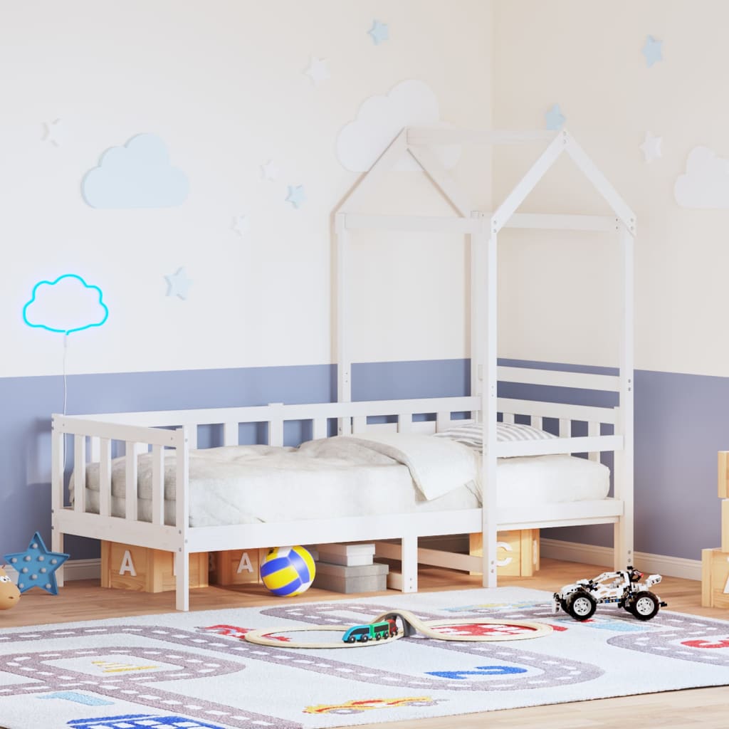 Sohvasänky katoksella valkoinen 80x200 cm täysi mänty