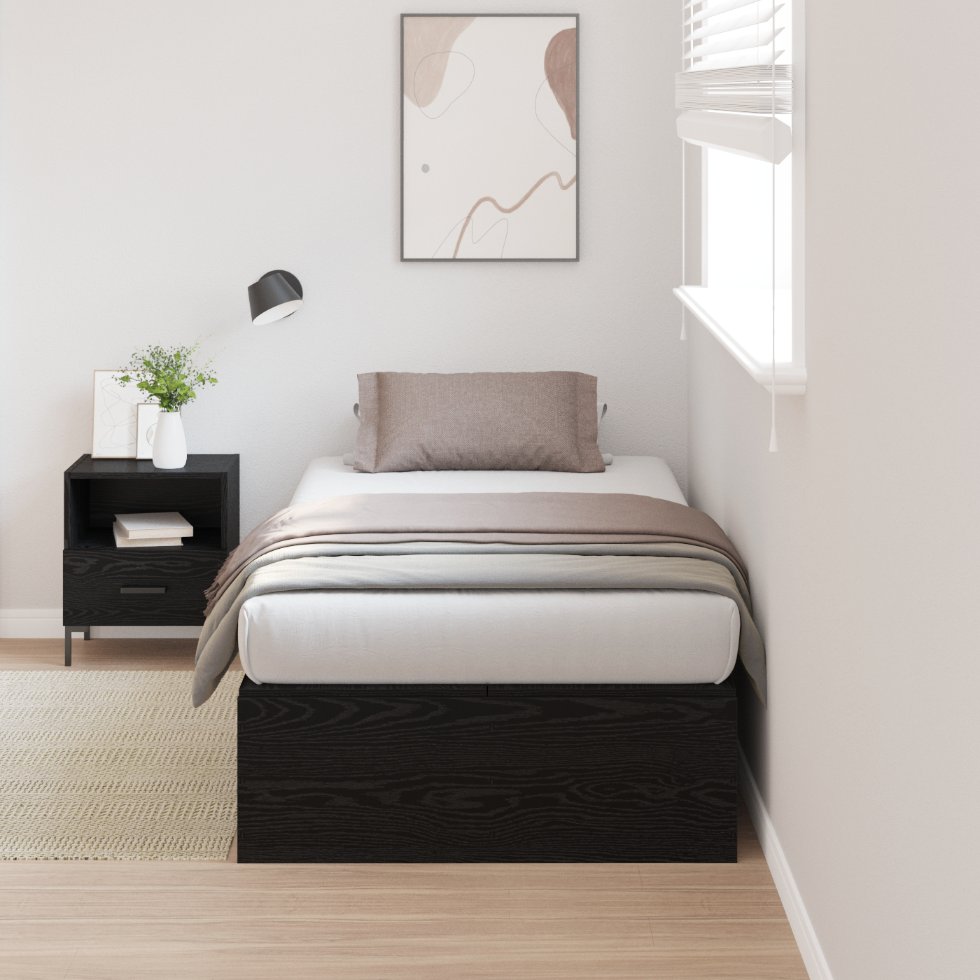 vidaXL Säilytystilallinen sängynrunko Musta Tammi 100x200 cm