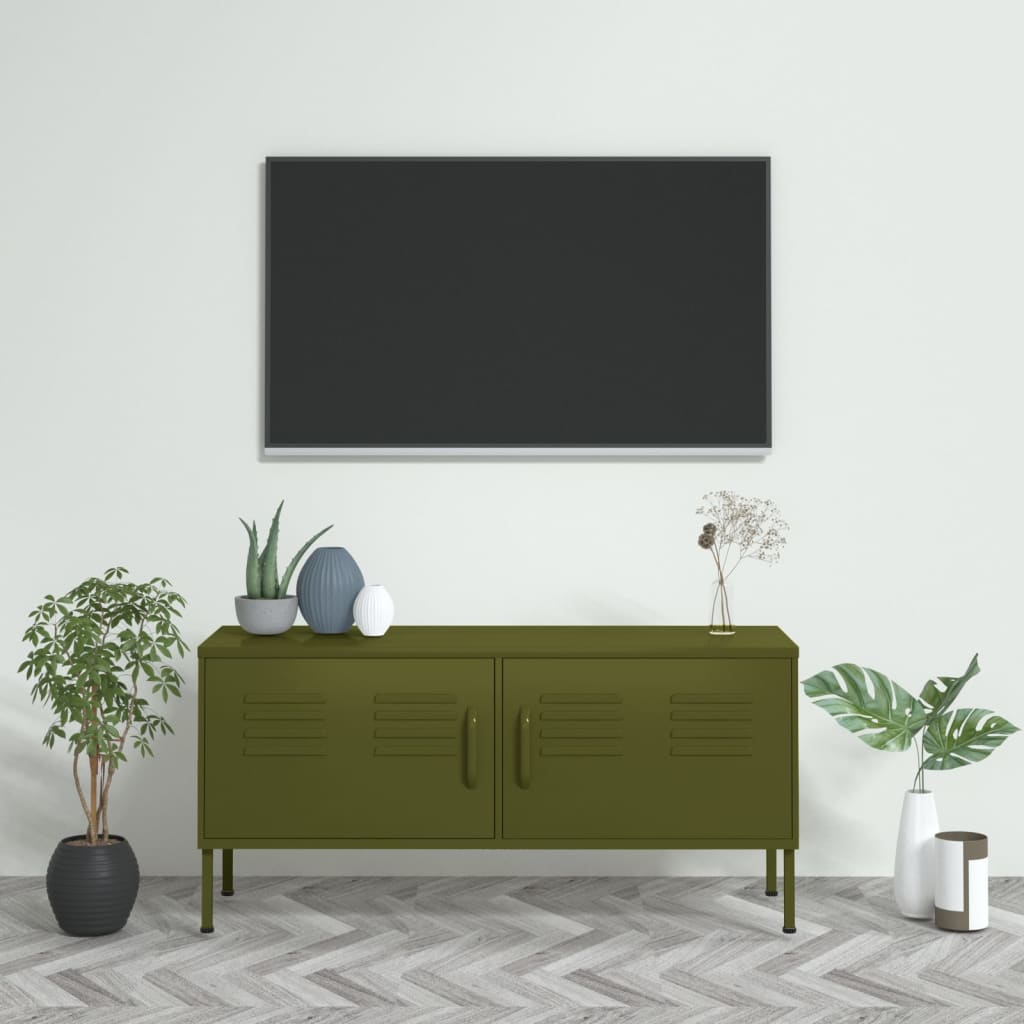 TV-taso oliivinvihreä 105x35x50 cm teräs