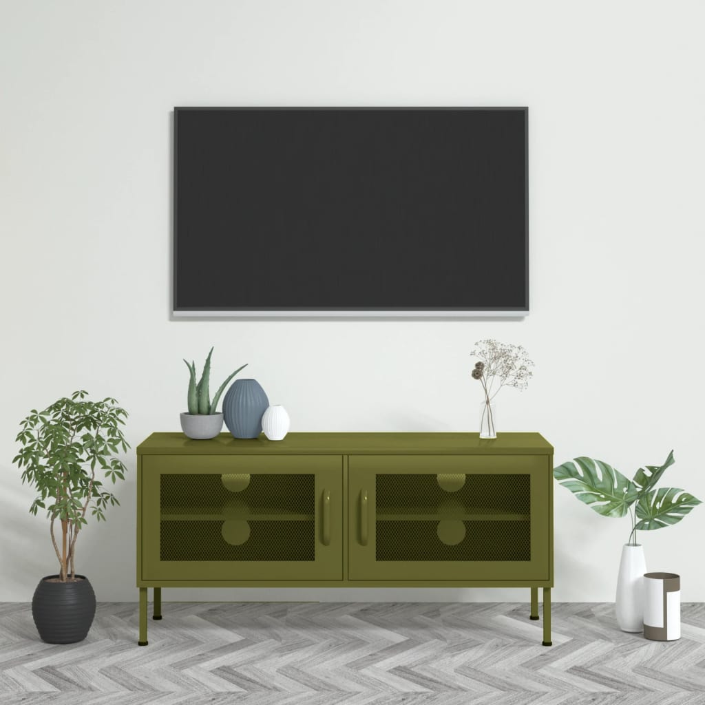 TV-taso oliivinvihreä 105x35x50 cm teräs