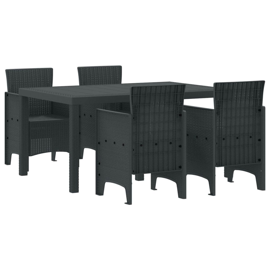 vidaXL 5 osan puutarha ruokailusetti Anthracite Poly Rattan
