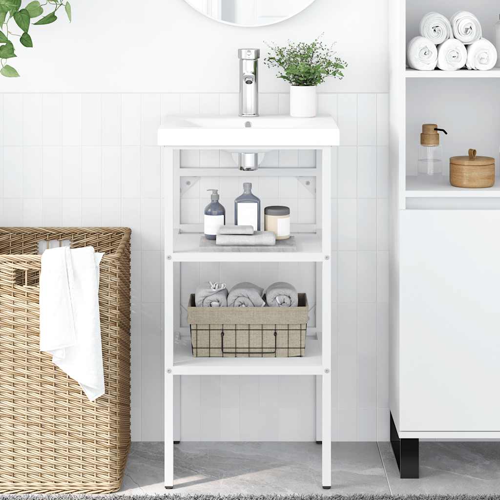 Kylpyhuoneen pesualtaan kehys valkoinen 40x38x83 cm rauta