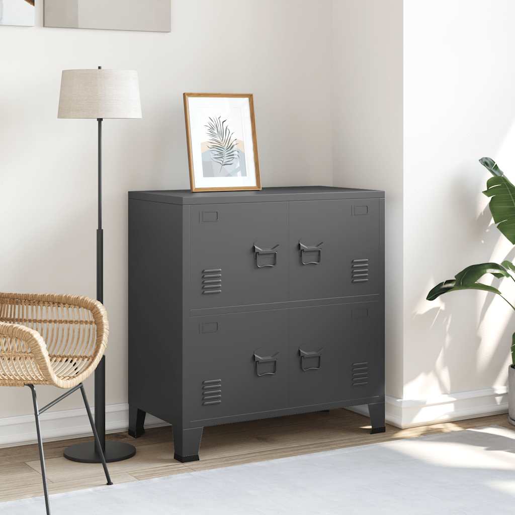 Teollinen säilytysarkku antrasiitti 75x40x80 cm teräs