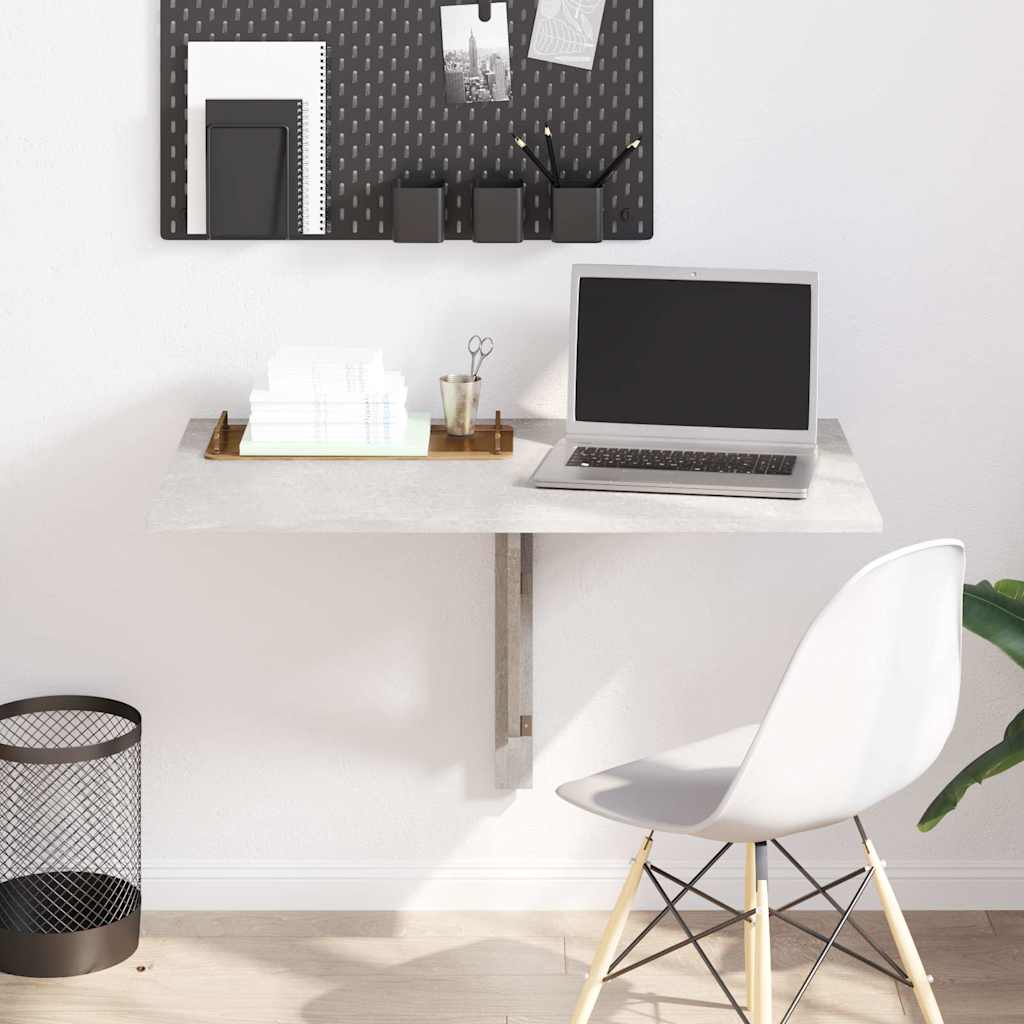 Klaffipöytä seinälle betoninharmaa 100x60x56 cm tekninen puu