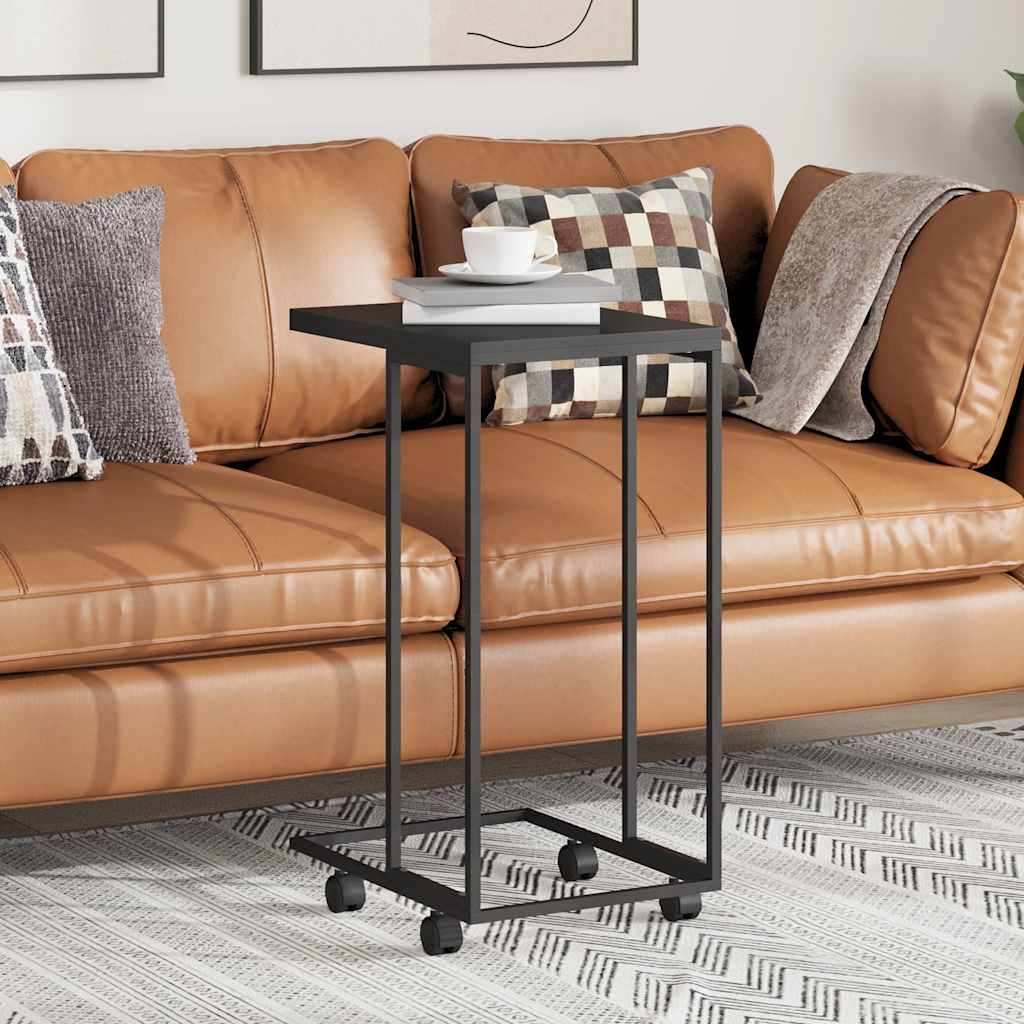 Sivupöytä pyörillä musta 40x30x63,5 cm tekninen puu