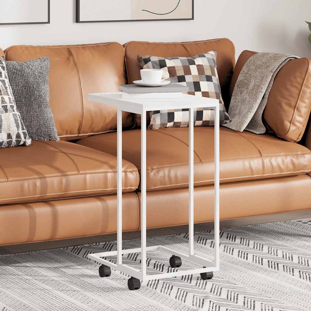 Sivupöytä pyörillä valkoinen 40x30x63,5 cm tekninen puu