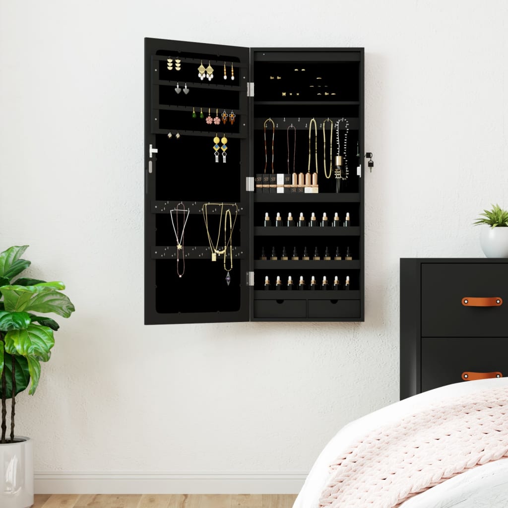 Peilikorukaappi LED-valoilla seinälle asennettava musta