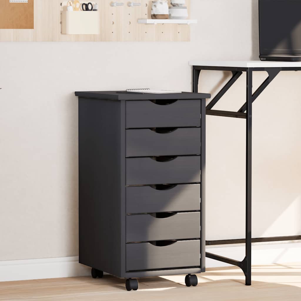 Laatikosto pyörillä MOSS harmaa täysi mänty