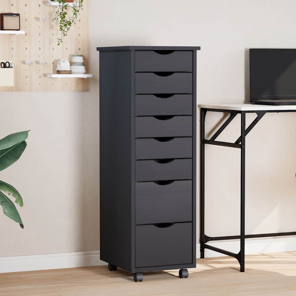 Laatikosto pyörillä MOSS harmaa täysi mänty