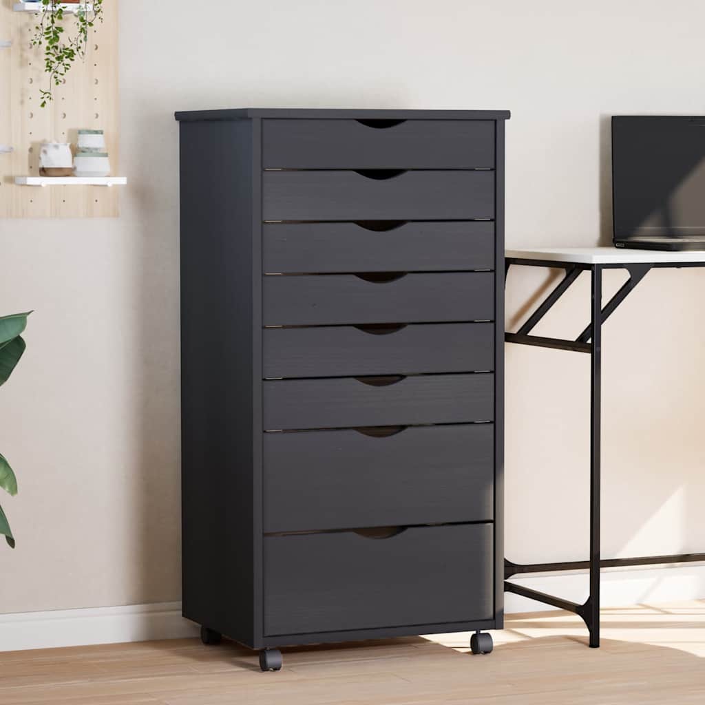 Laatikosto pyörillä MOSS harmaa täysi mänty