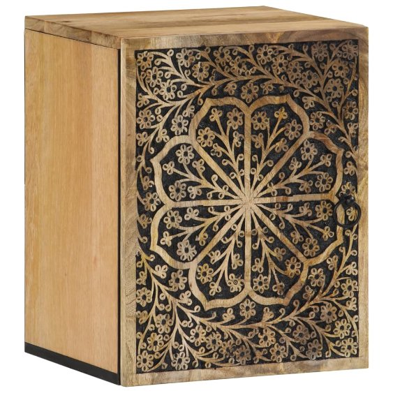 Kylpyhuoneen seinäkaappi 38x33x48 cm täysi mangopuu