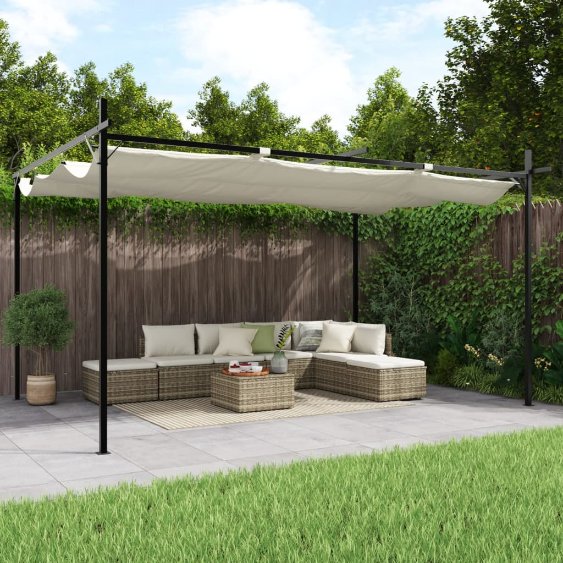 Pergola sisäänvedettävä katto kerma 395x292x230 cm