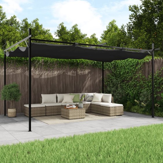 Pergola sisäänvedettävä katto antrasiitti 395x292x230 cm