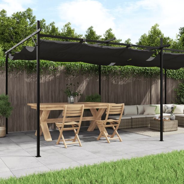 Pergola sisäänvedettävä katto antrasiitti 589x292x230 cm