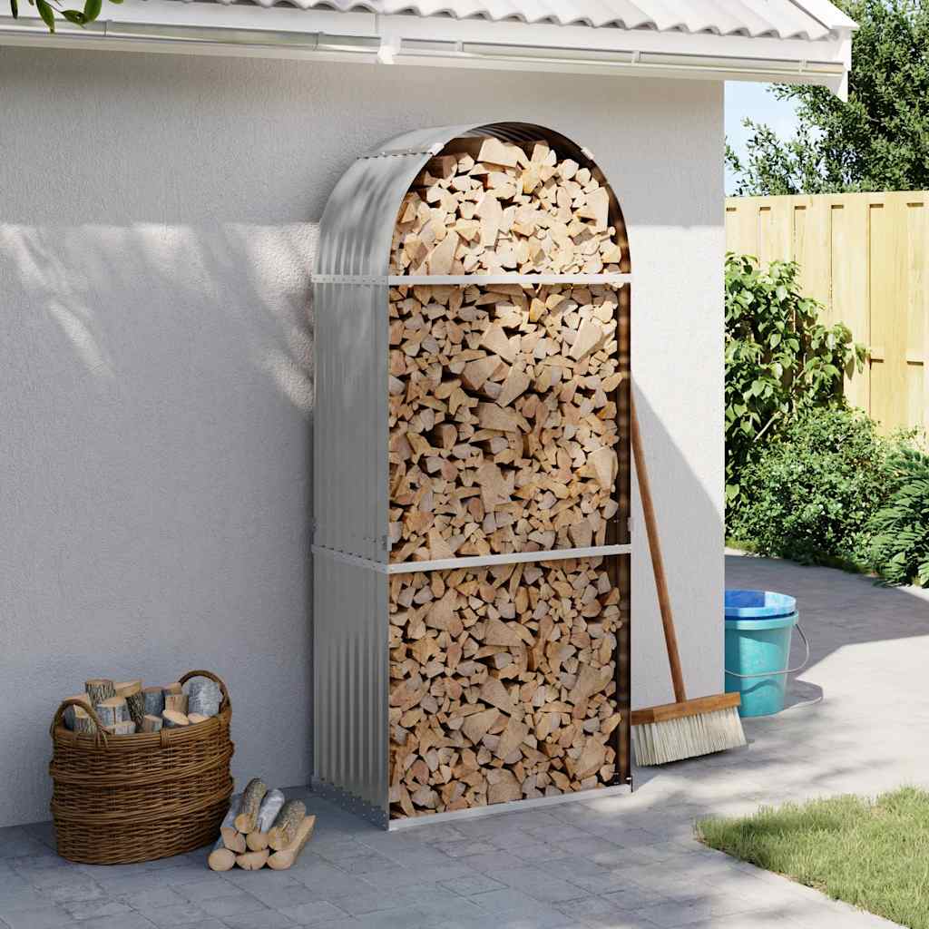 Polttopuuteline vaaleanharmaa 80x45x190 cm galvanoitu teräs