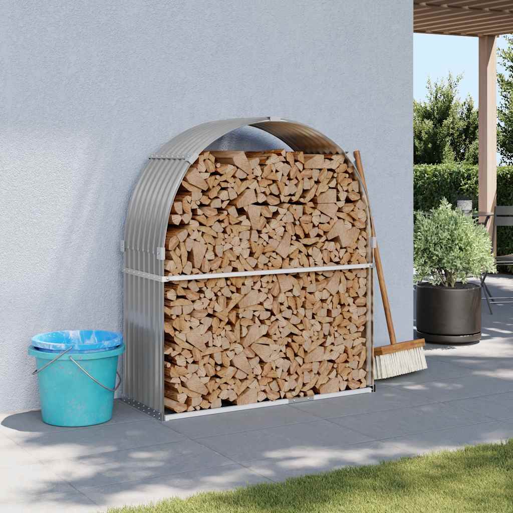 Polttopuuteline vaaleanharmaa 120x45x140 cm galvanoitu teräs