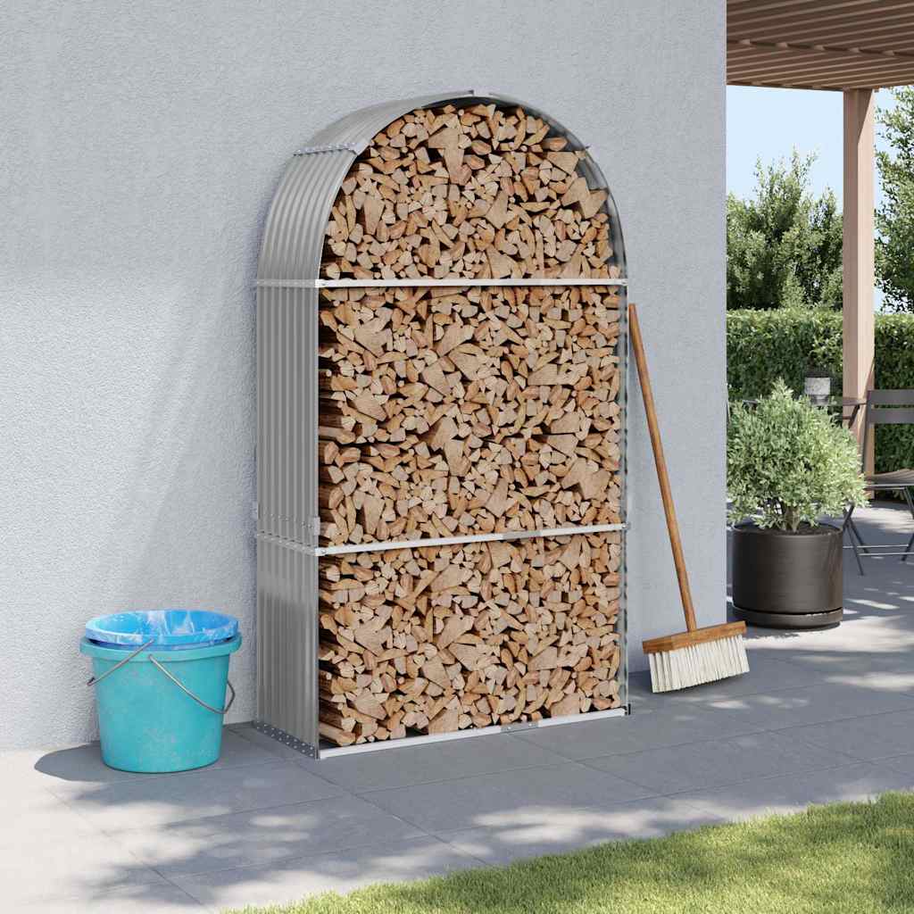 Polttopuuteline vaaleanharmaa 120x45x210 cm galvanoitu teräs