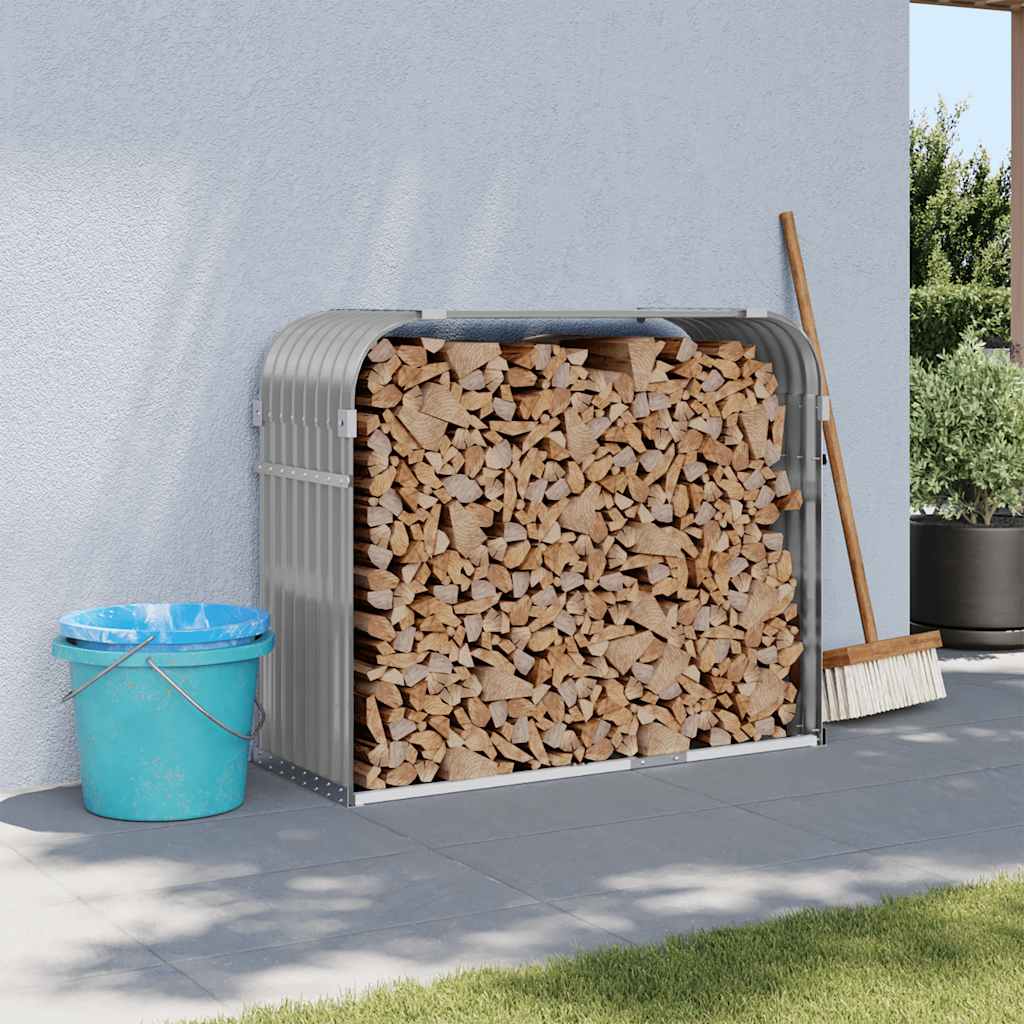 Polttopuuteline vaaleanharmaa 120x45x100 cm galvanoitu teräs