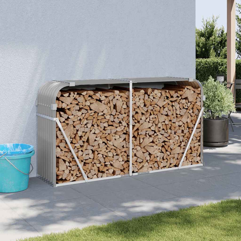 Polttopuuteline vaaleanharmaa 180x45x100 cm galvanoitu teräs