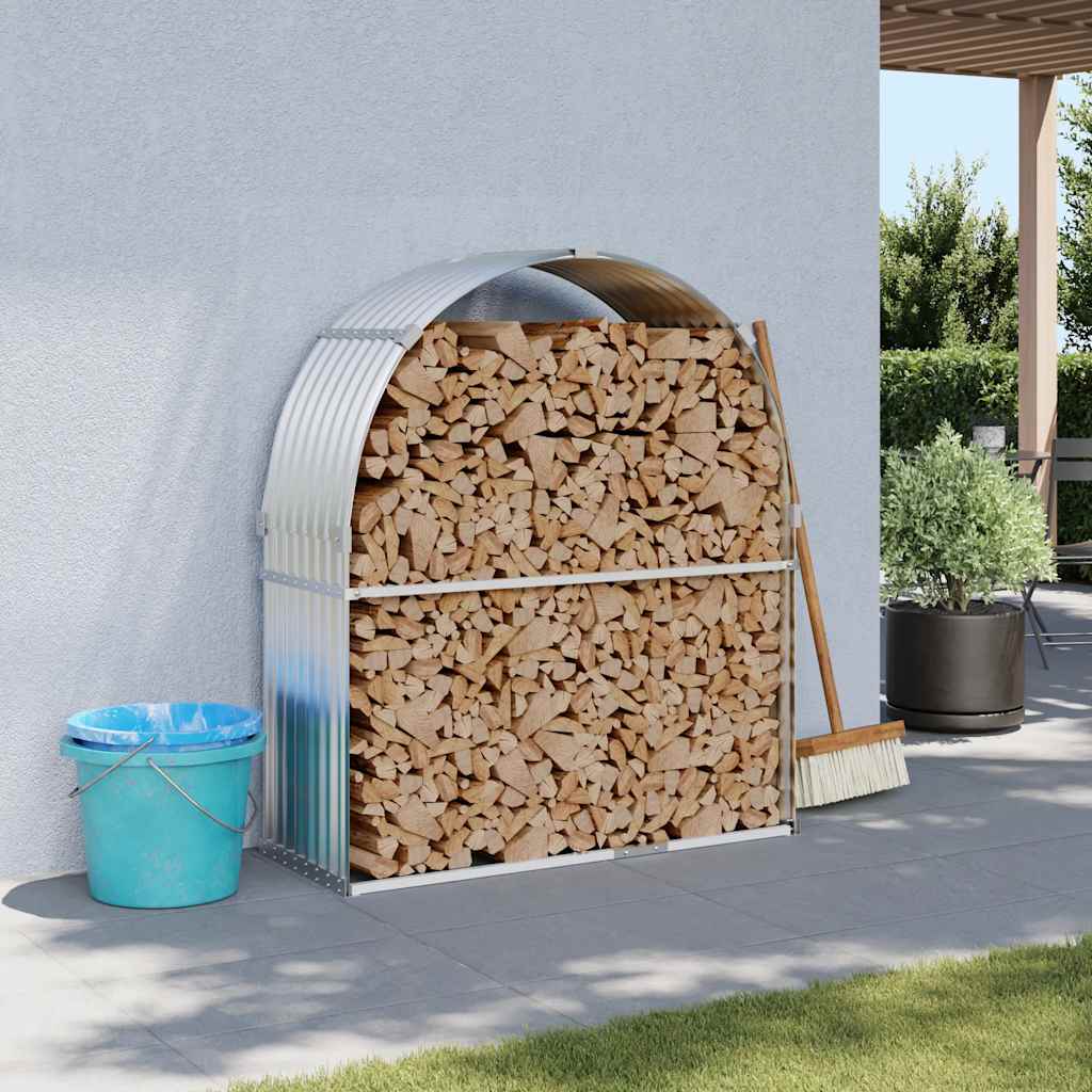 Polttopuuteline hopea 120x45x140 cm galvanoitu teräs