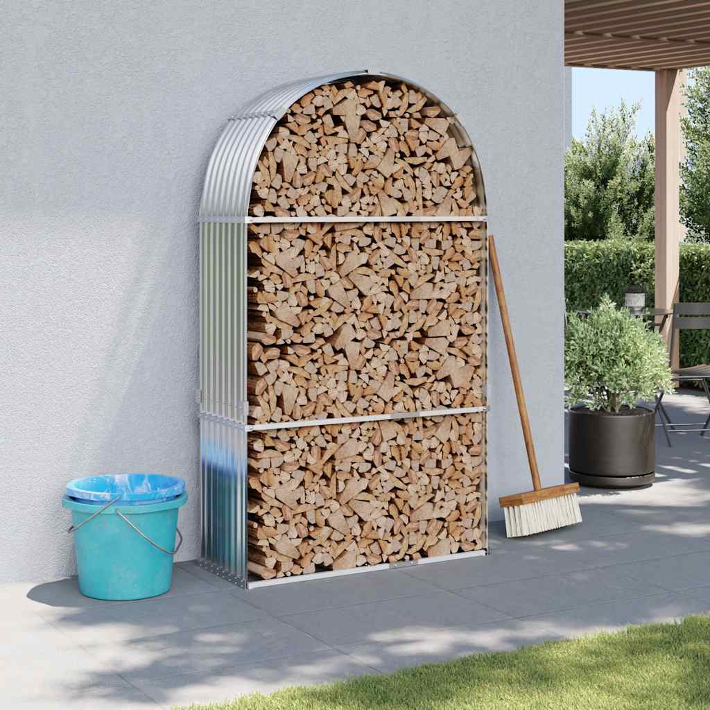 Polttopuuteline hopea 120x45x210 cm galvanoitu teräs