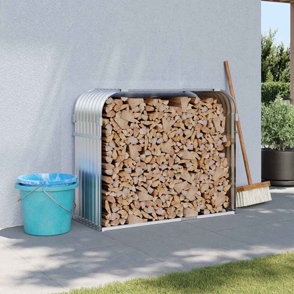 Polttopuuteline hopea 120x45x100 cm galvanoitu teräs