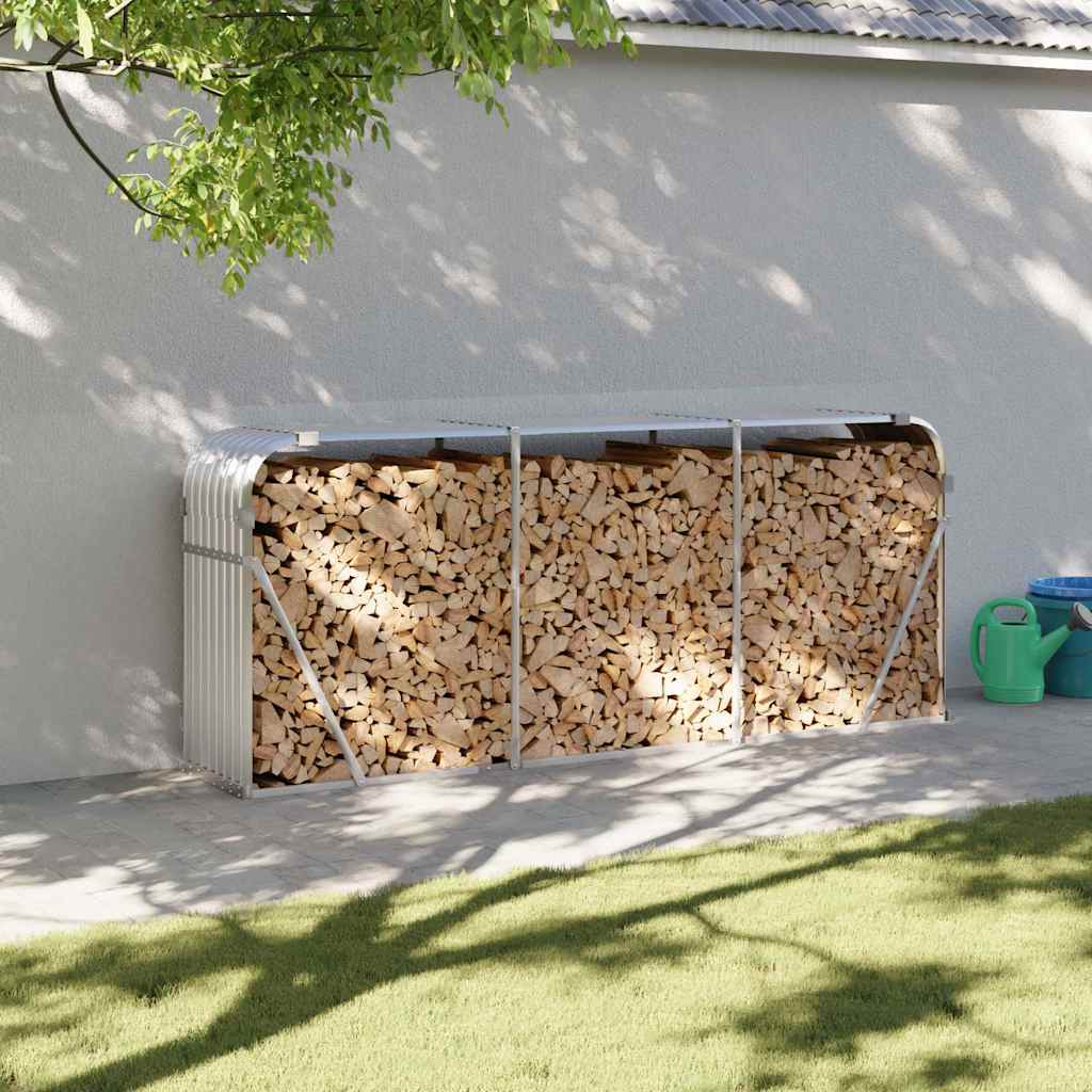 Polttopuuteline hopea 234x45x100 cm galvanoitu teräs