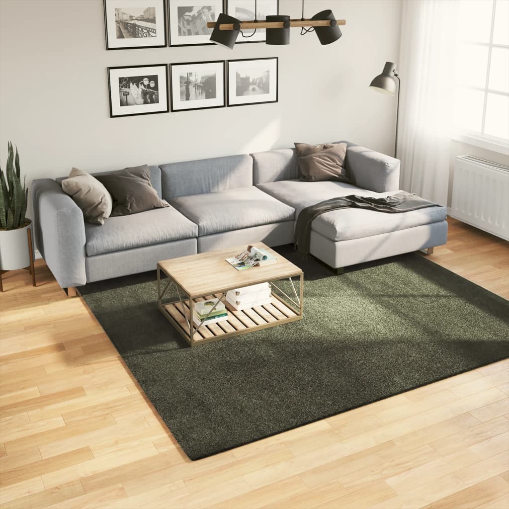 Matto HUARTE lyhytnukkainen ja pestävä metsänvihreä 240x240 cm