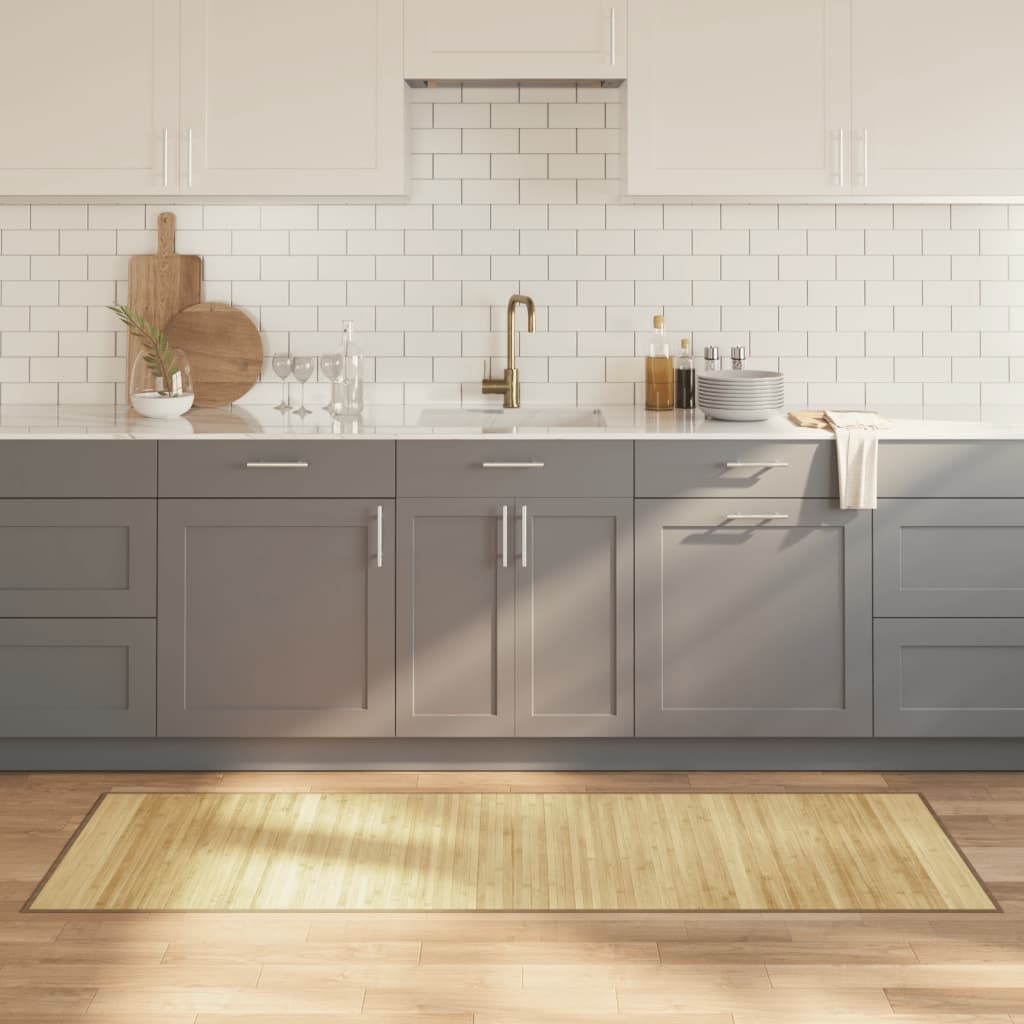 Matto suorakaide vaalea luonnollinen 70x200 cm bambu