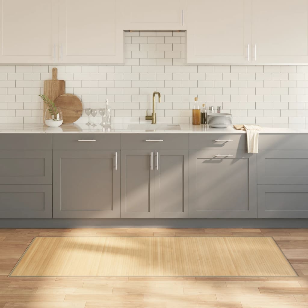 Matto suorakaide vaalea luonnollinen 80x200 cm bambu