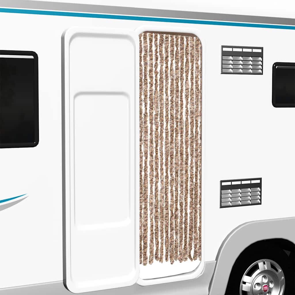 Hyönteisverho beige ja tummanruskea 56x185 cm chenille