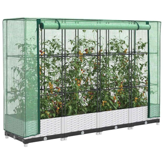 Kukkalaatikko kasvihuonepeitteellä rottinkityyli 160x40x123 cm