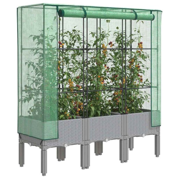 Kukkalaatikko kasvihuonepeitteellä rottinkityyli 120x40x140 cm