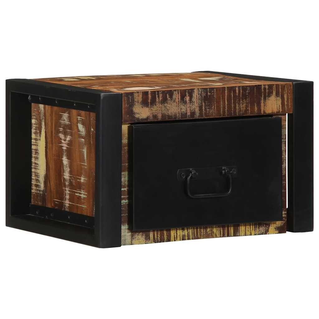 yöpöytäkaappi monivärinen 40x35x25 cm massiivipuu kierrätetty