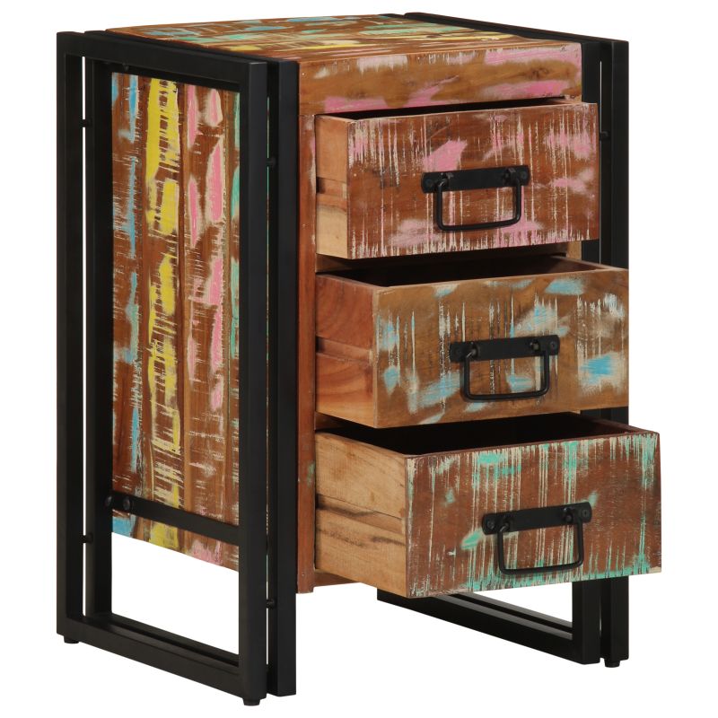 vidaXL Yöpöytä Monivärinen 40x35x50 cm Kierrätetty Täyspuu