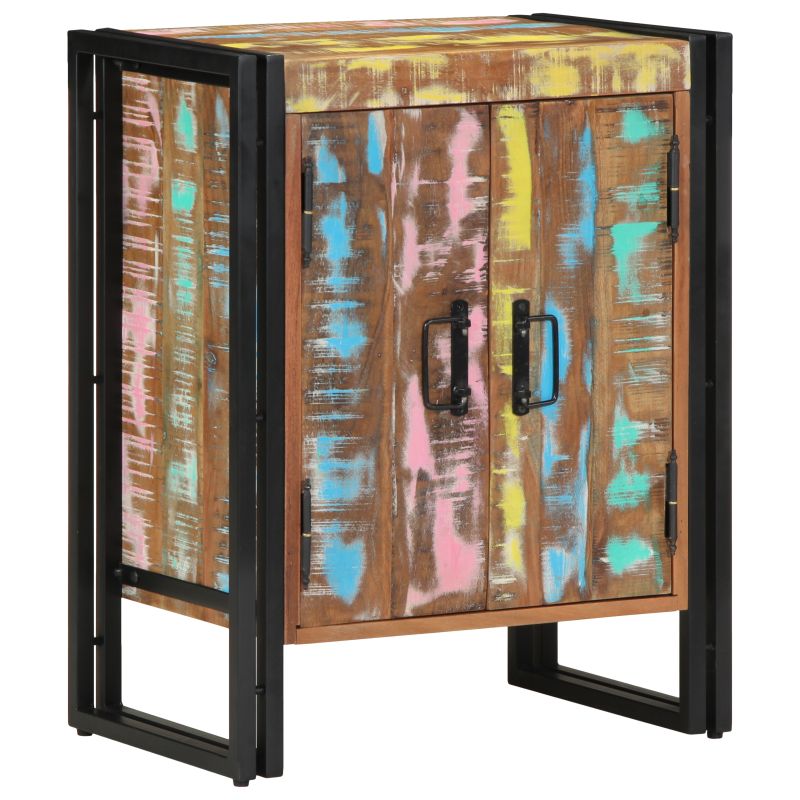 vidaXL Kengäteline Musta 30x30x40 cm Kierrätetty Puu ja Teräs