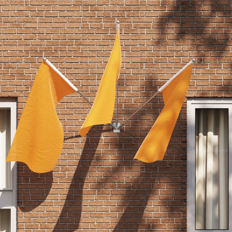 vidaXL Lipputanko Kiinnitys 3 Lipulle Seinälle Hopea Teräs