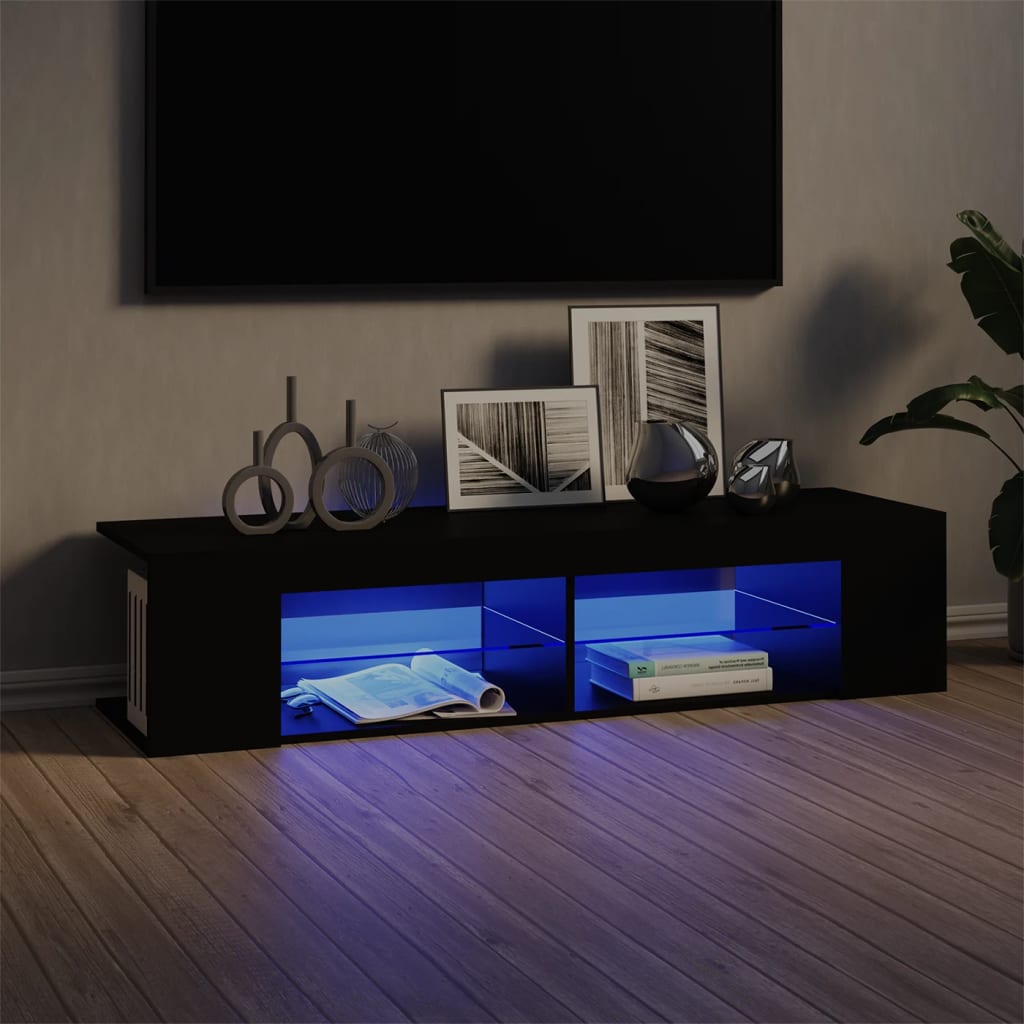 TV-taso LED-valoilla musta 135x39x30 cm