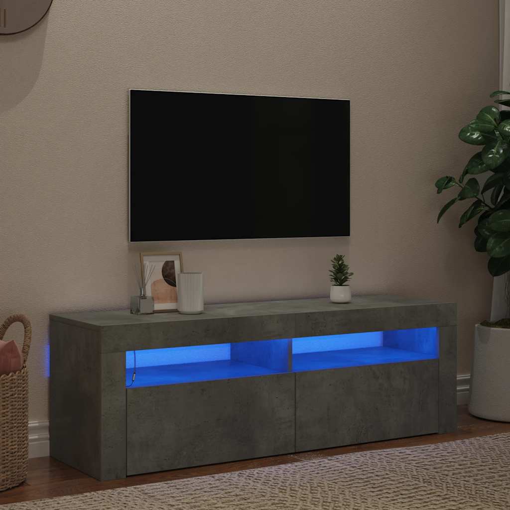 TV-taso LED-valoilla betoninharmaa 120x35x40 cm
