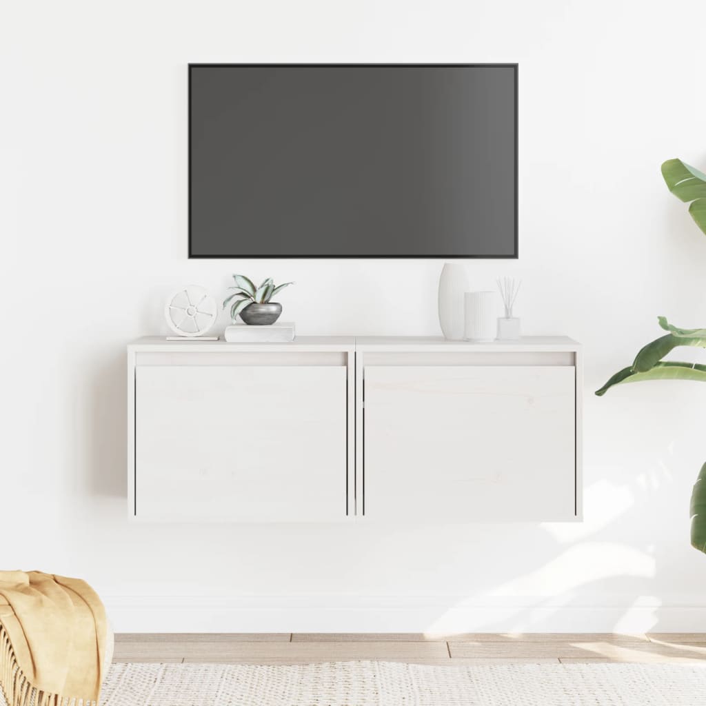 Seinäkaapit 2 kpl valkoinen 45x30x35 cm täysi mänty