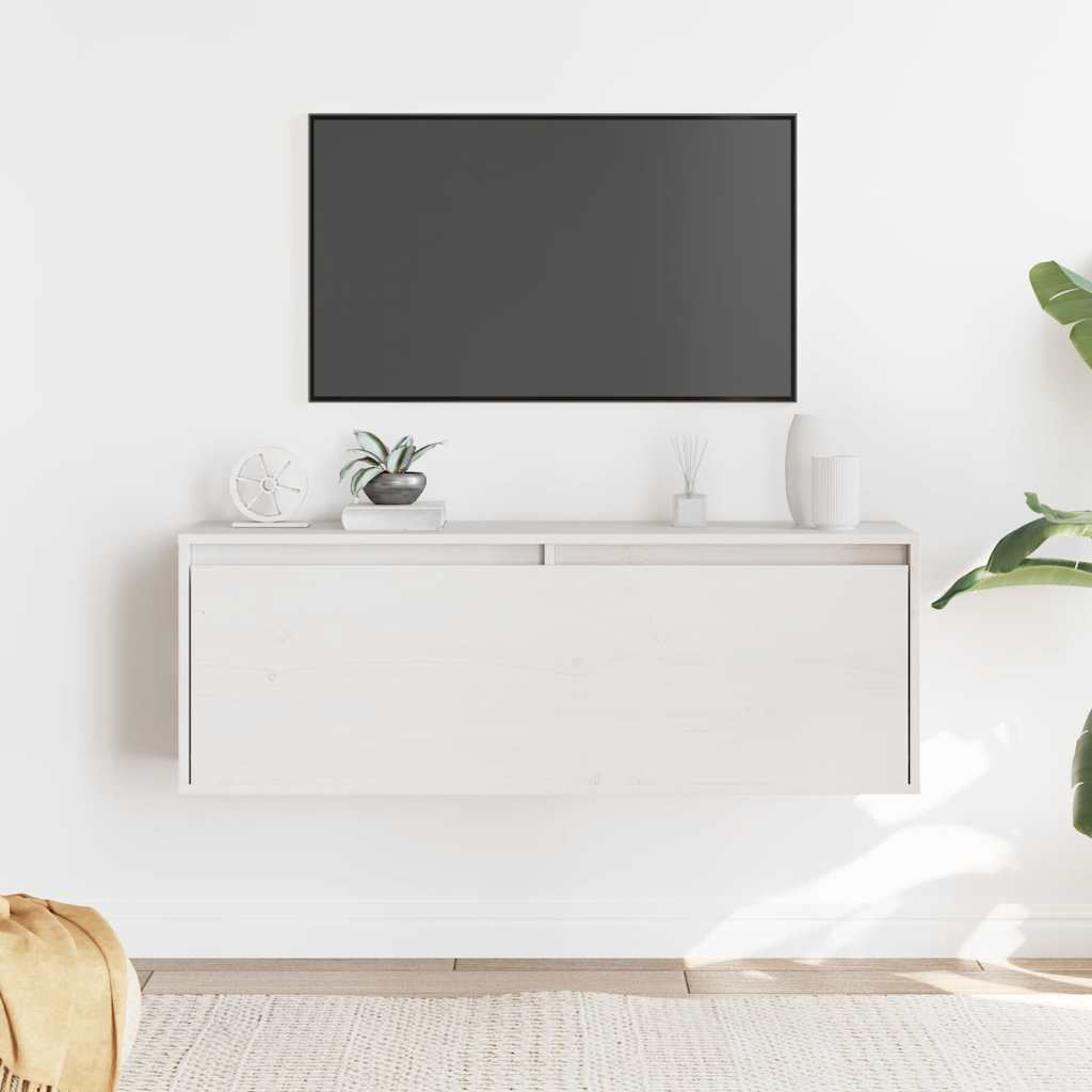 Seinäkaappi valkoinen 100x30x35 cm täysi mänty