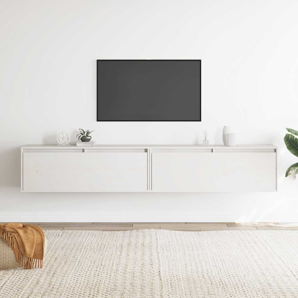 Seinäkaapit 2 kpl valkoinen 100x30x35 cm täysi mänty