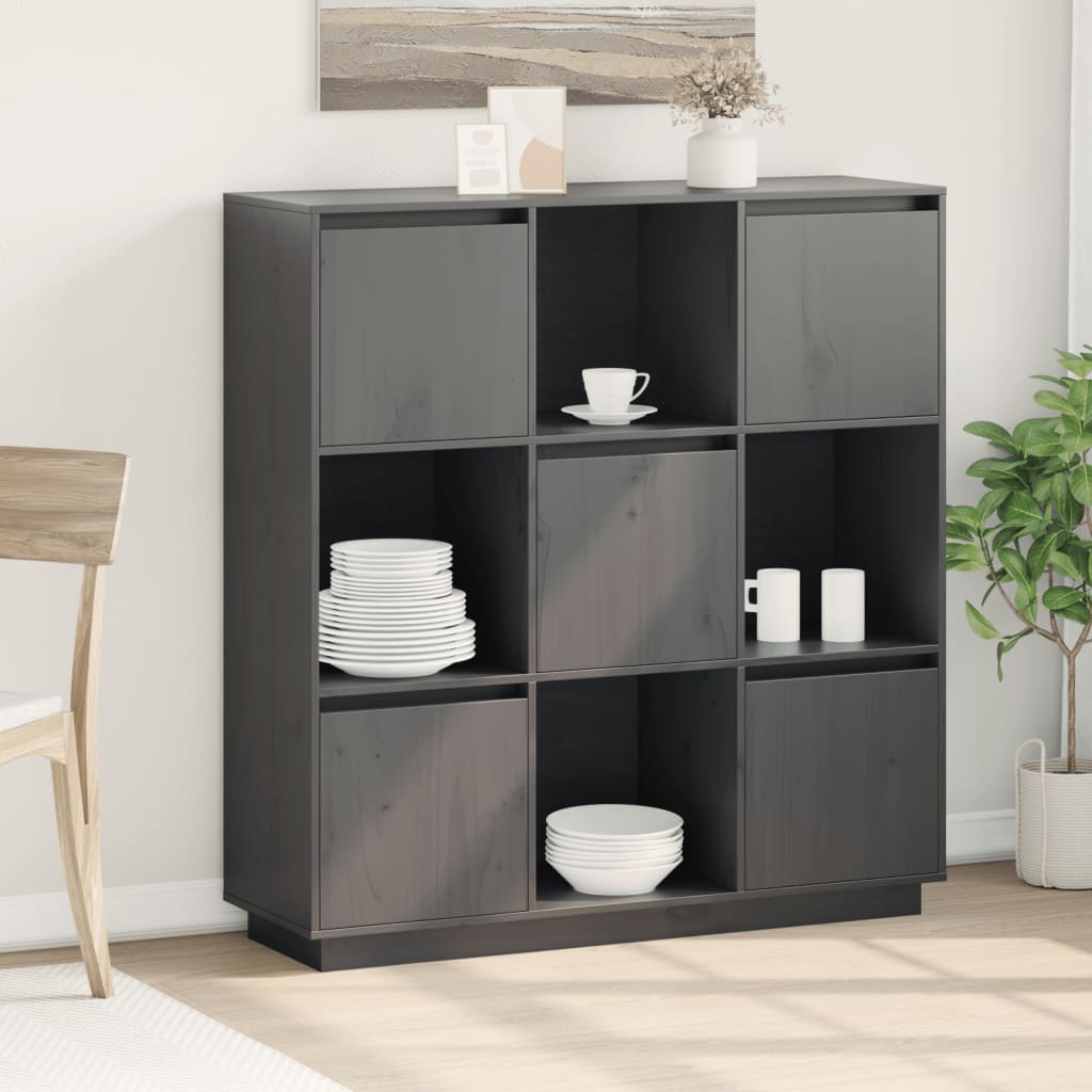 Kaappi harmaa 110,5x35x117 cm täysi mänty