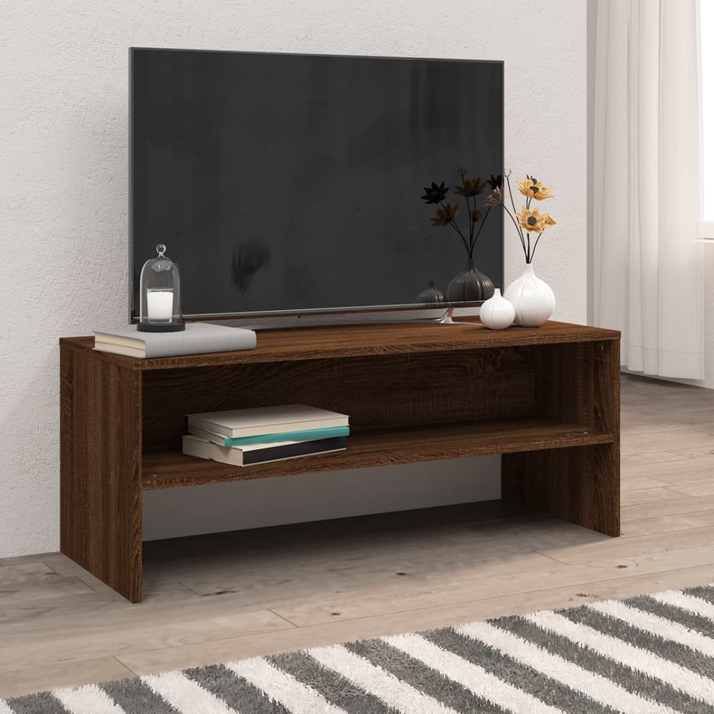 TV-taso ruskea tammi 100x40x40 cm tekninen puu