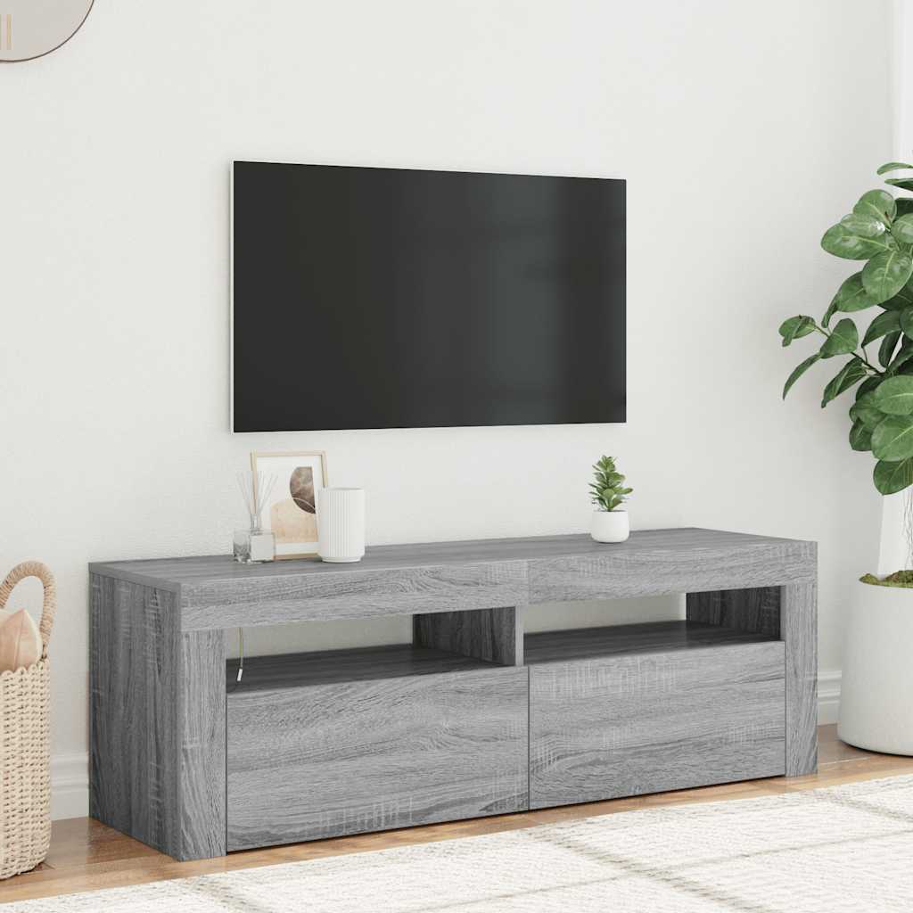 TV-taso LED-valoilla harmaa Sonoma 120x35x40 cm
