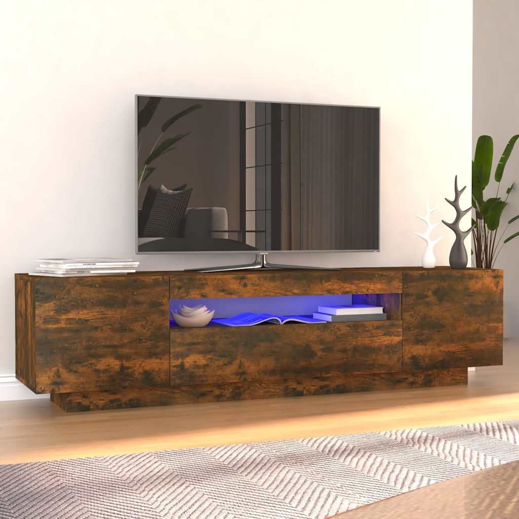 TV-taso LED-valoilla savutammi 160x35x40 cm