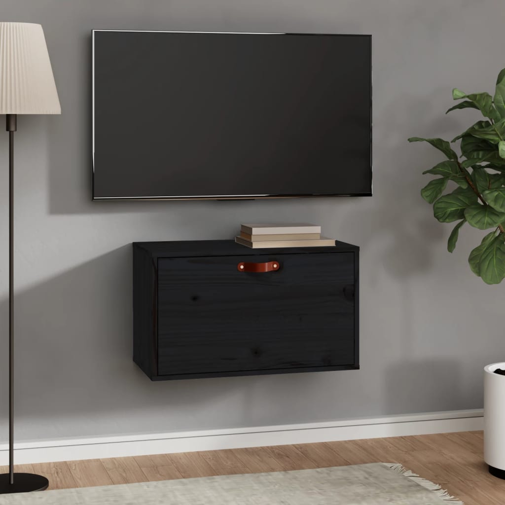 Seinäkaappi musta 60x30x35 cm täysi mänty