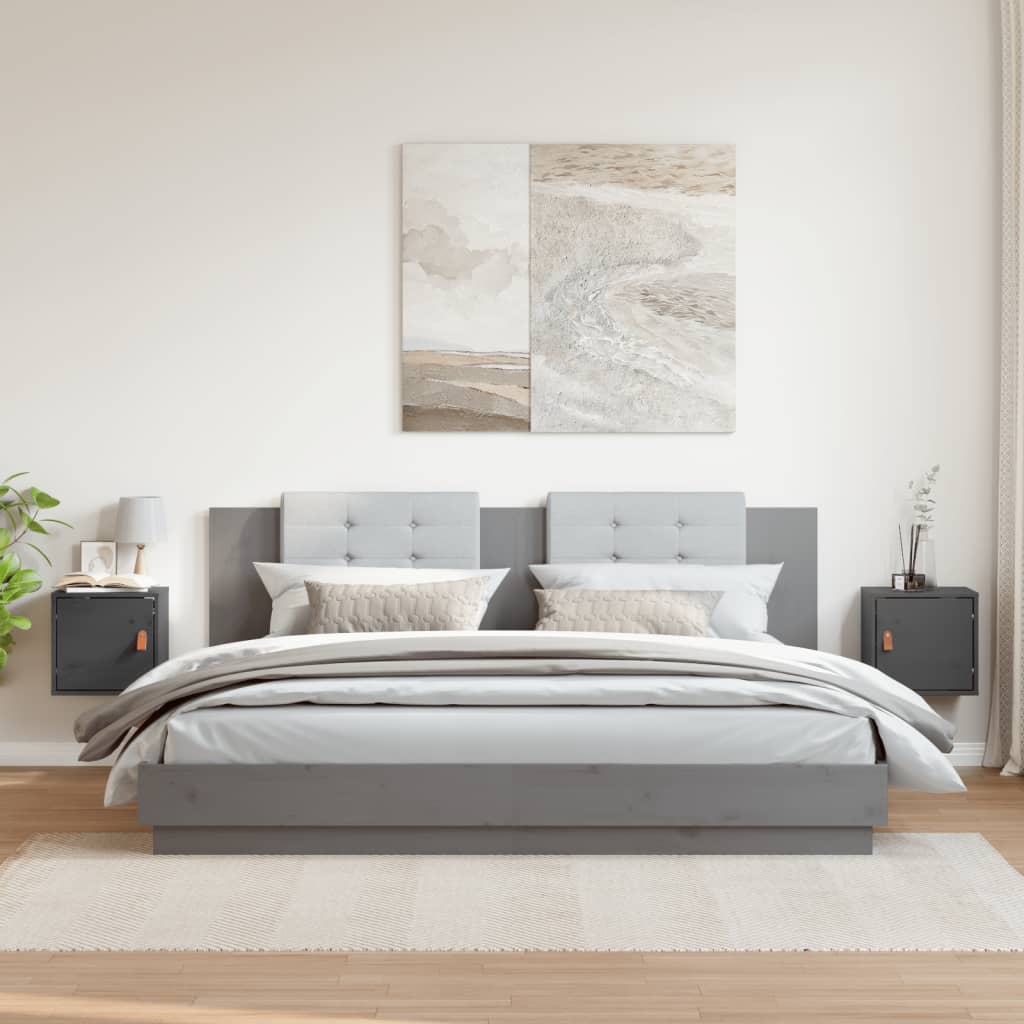 Seinäkaapit 2 kpl harmaa 31,5x30x30 cm täysi mänty